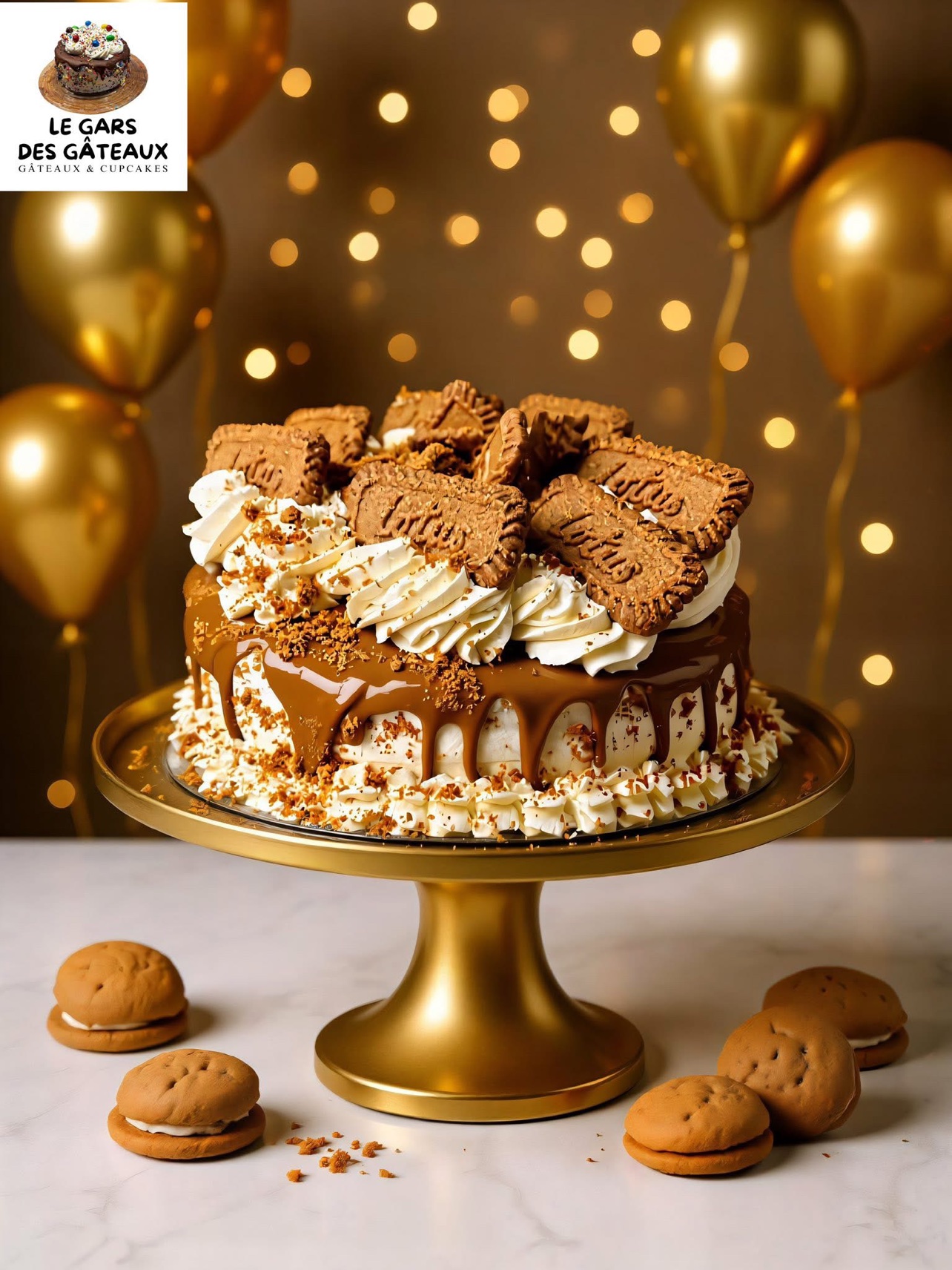 Gâteau Biscoff Lotus avec drip caramel