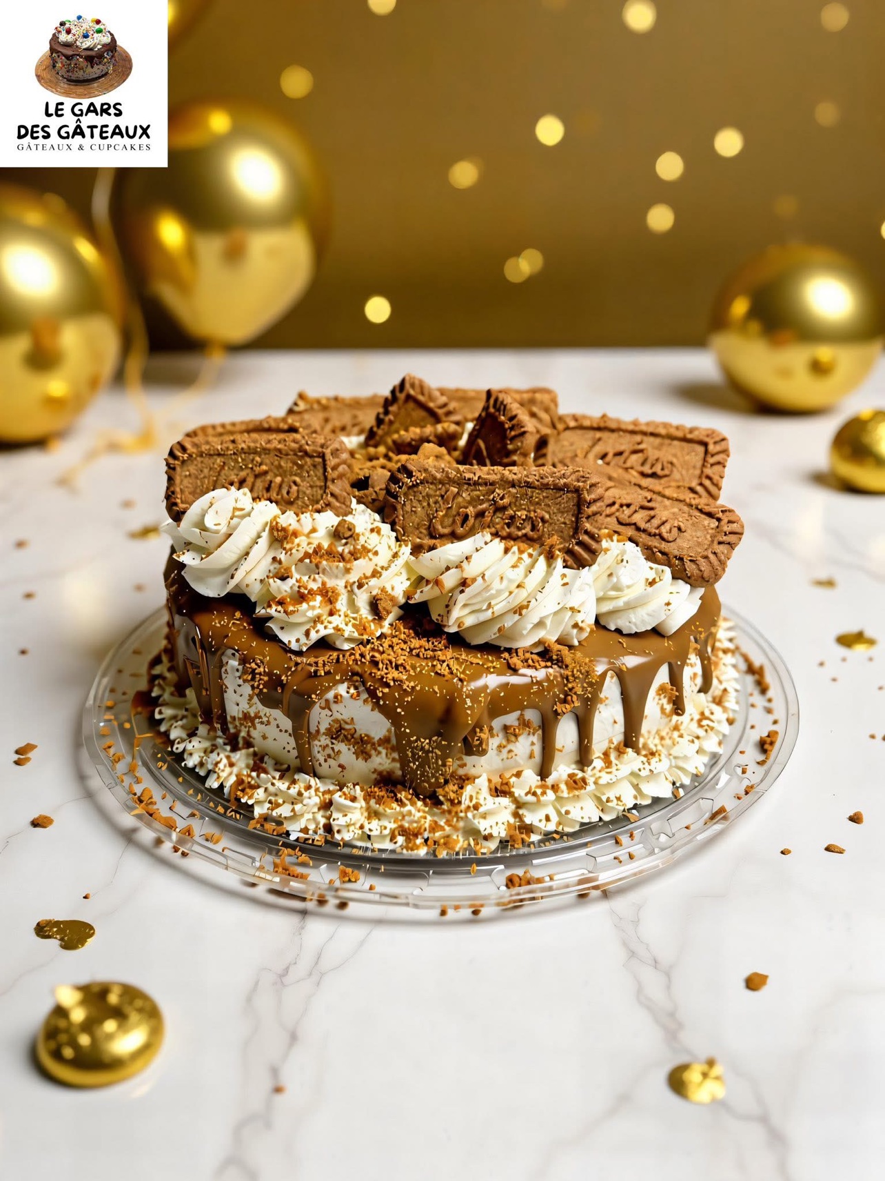 Gâteau Biscoff Lotus, vue rapprochée