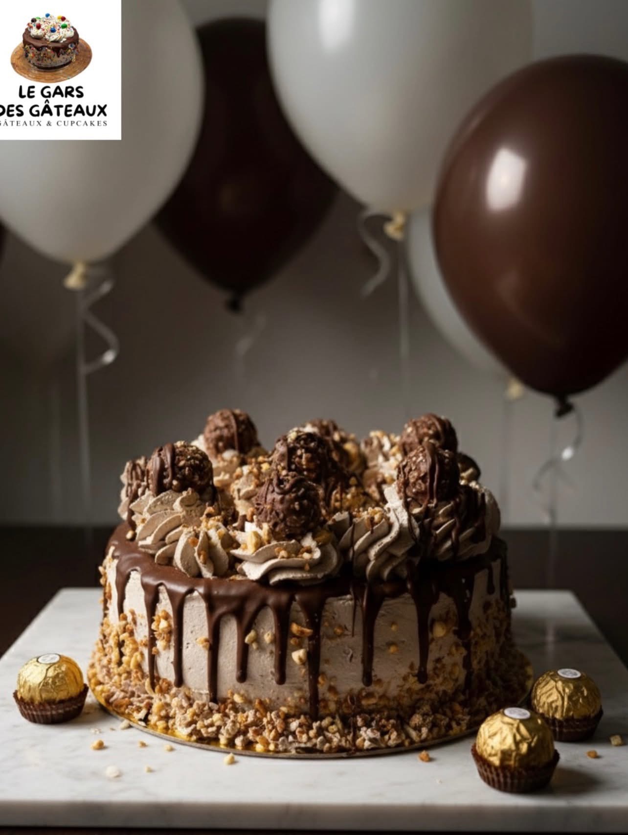 Gâteau Ferrero Rocher avec drip au chocolat
