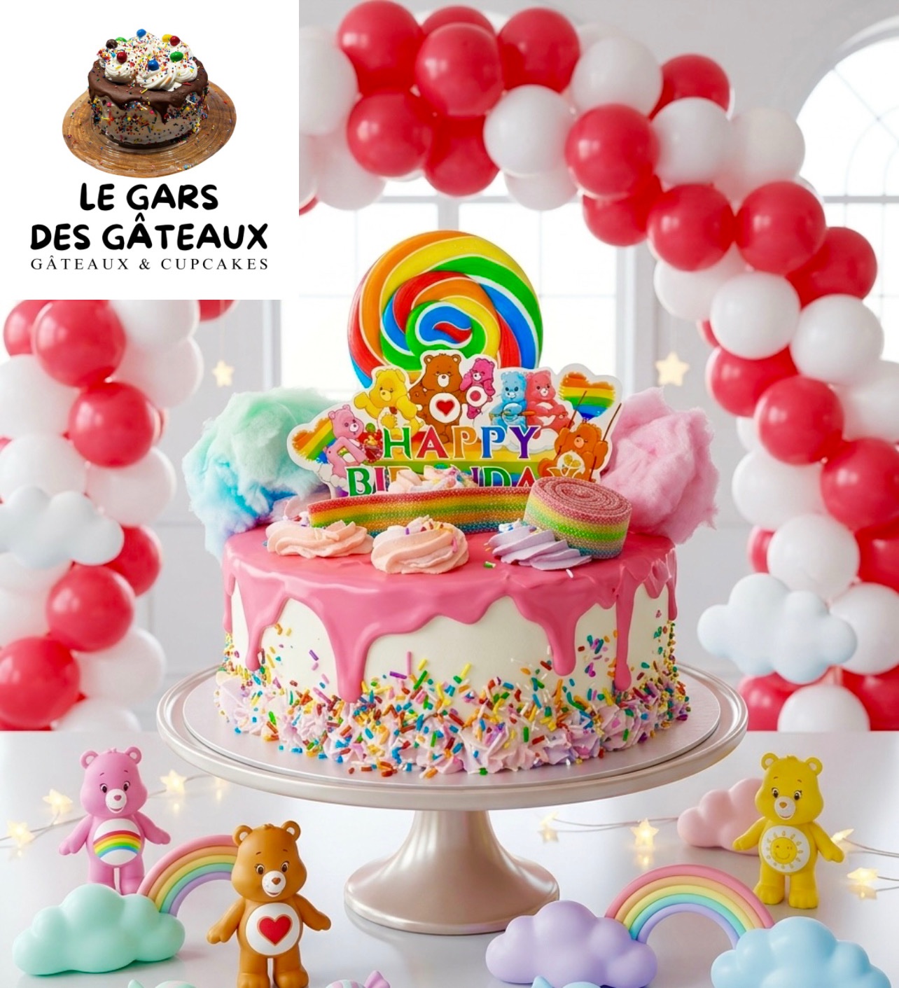 Gâteau câlinours sur présentoir