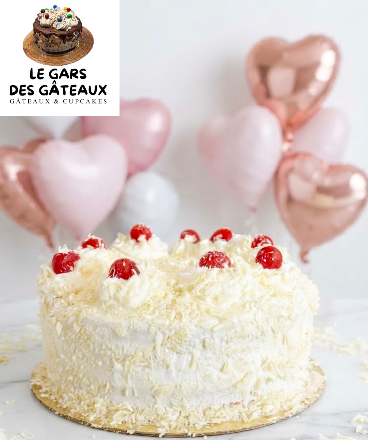 Gâteau forêt blanc aux cerises