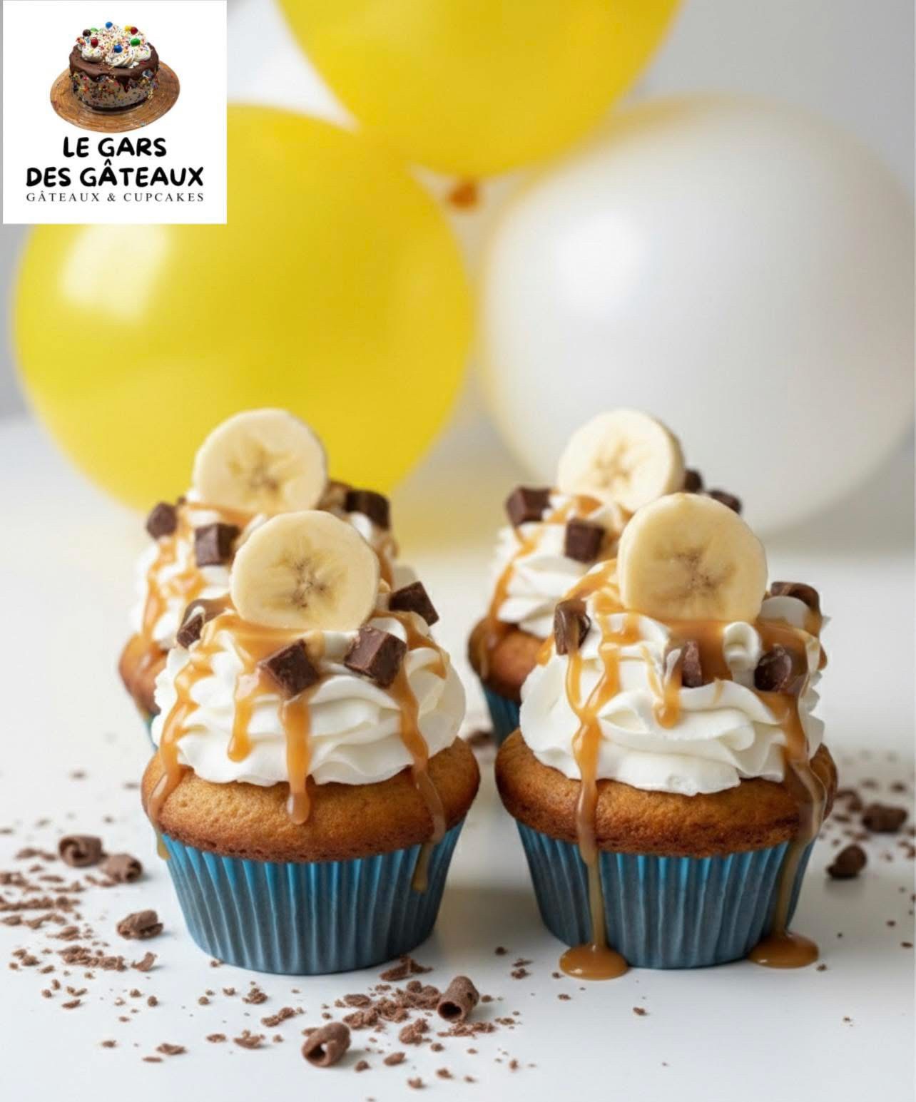 Cupcakes banane et chocolat avec caramel à l'érable