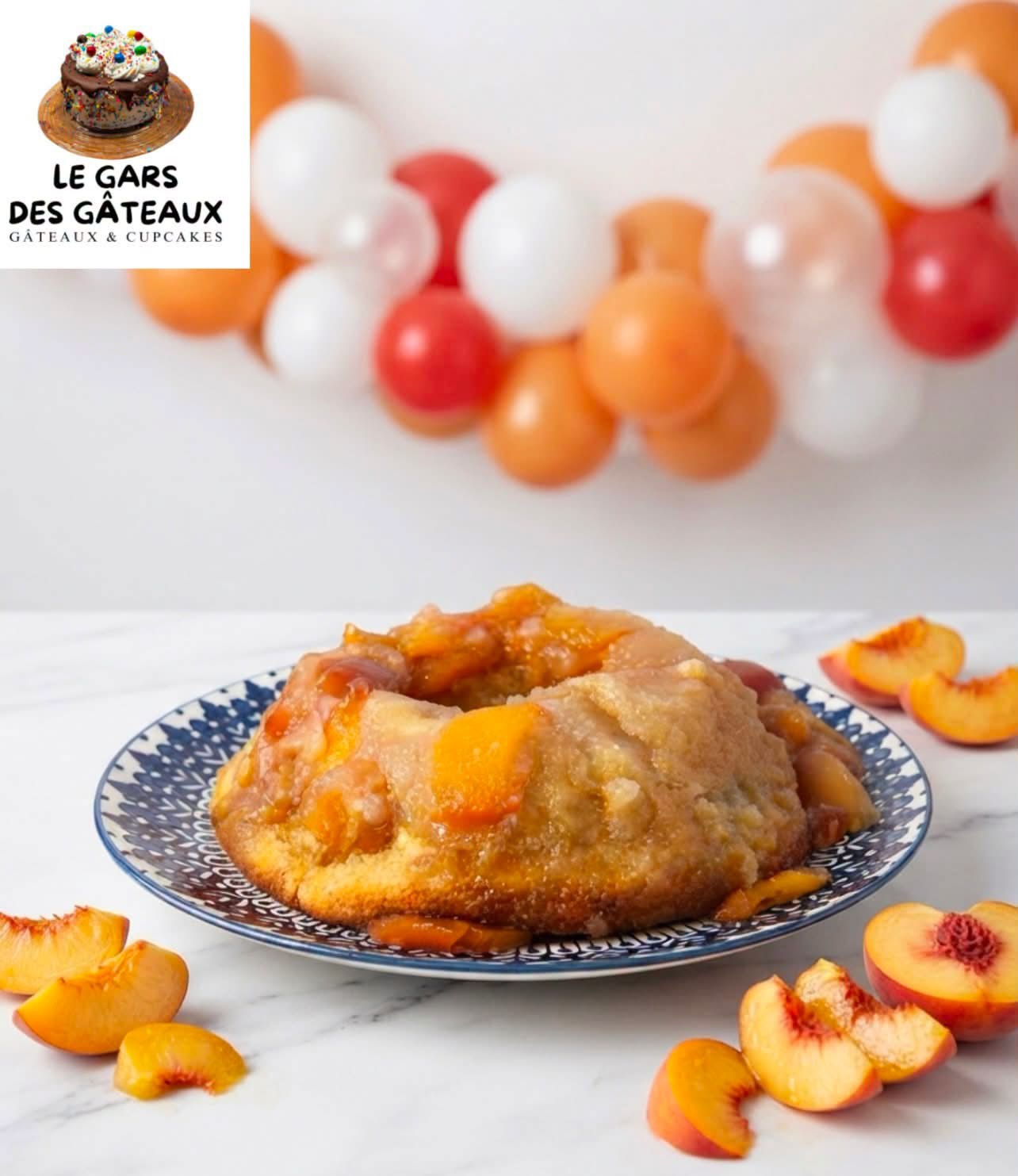 Gâteau renversé aux pêches caramélisées