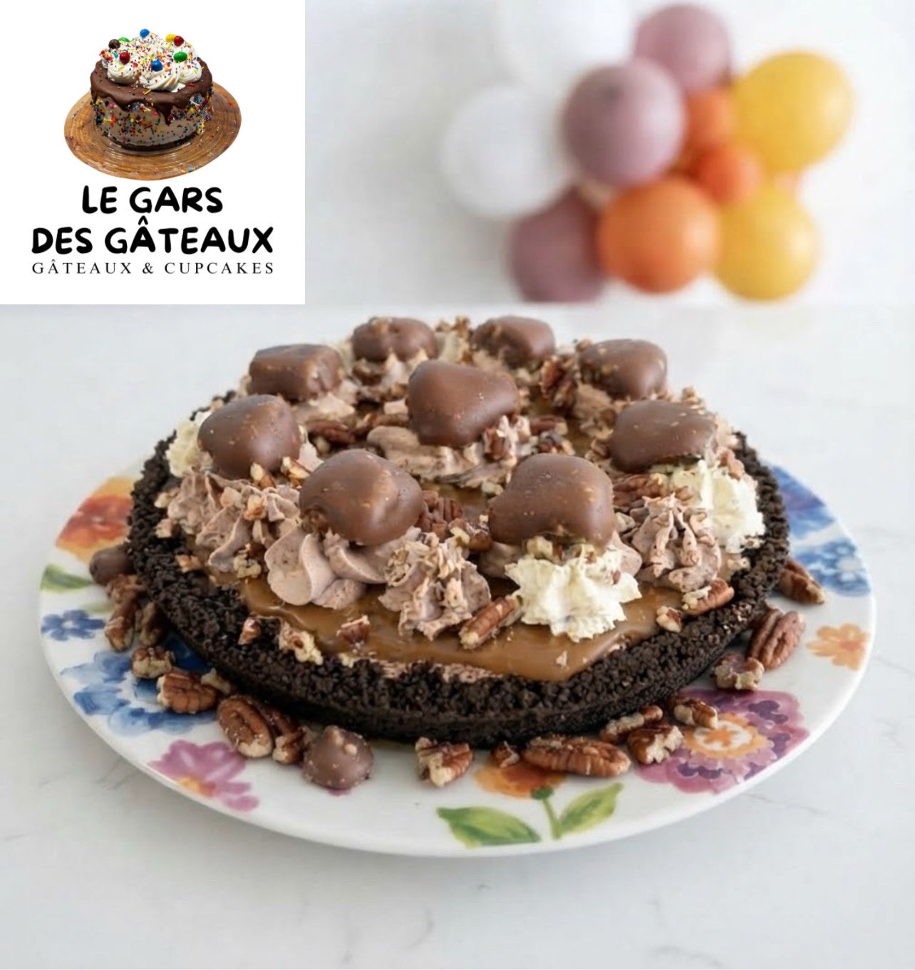 Tarte Turtles au chocolat, caramel et noix